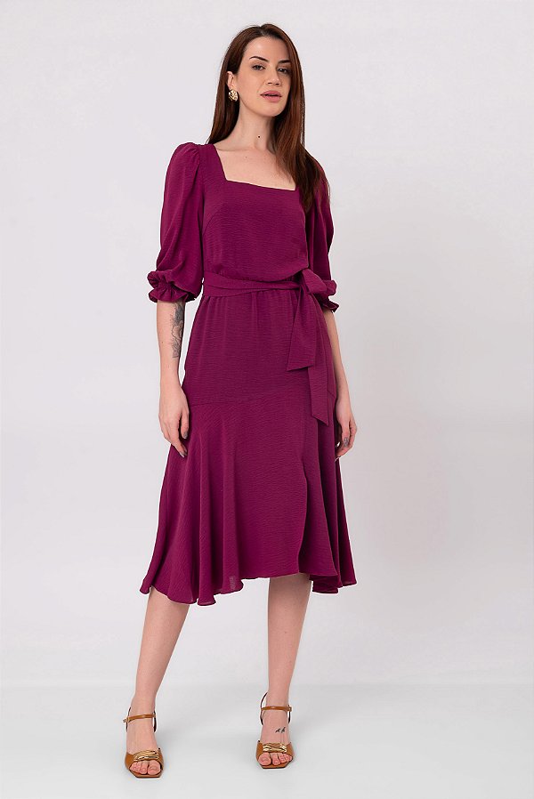 VESTIDO MIDI RAQUEL PÚRPURA BERRY