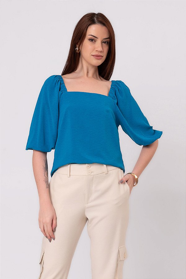 BLUSA RAFAELA AZUL MEDITERRÂNEO