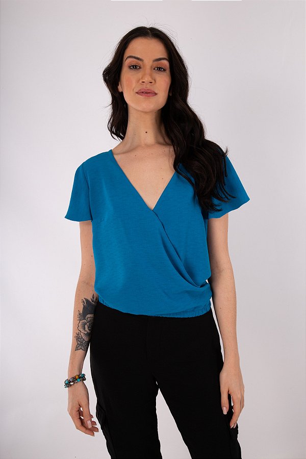 BLUSA CREPE JULIANA AZUL MEDITERRANEO