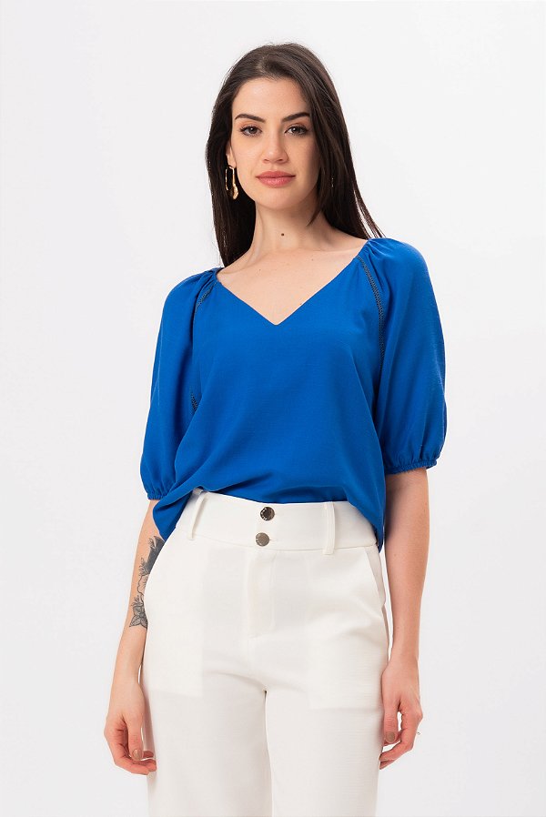 BLUSA DEC.V MALU MYKONOS BLUE