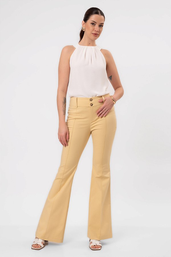 CALÇA FLARE SARJA BEGE GABRIELA