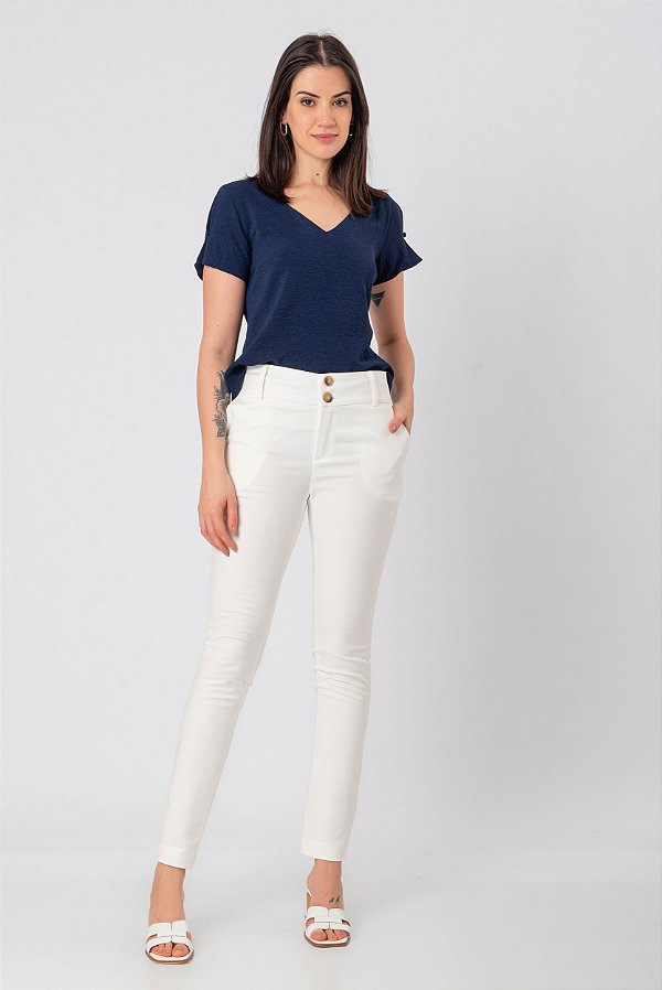 CALÇA SKINNY SARJA GABRIELA OFF WHITE