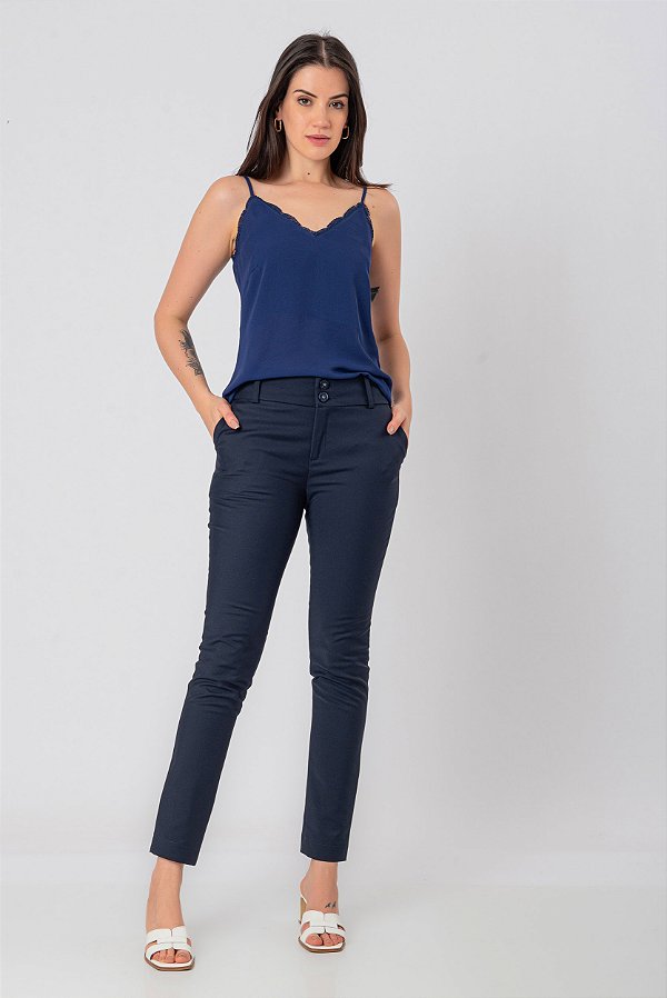 CALÇA SKINNY SARJA GABRIELA AZUL MARINHO