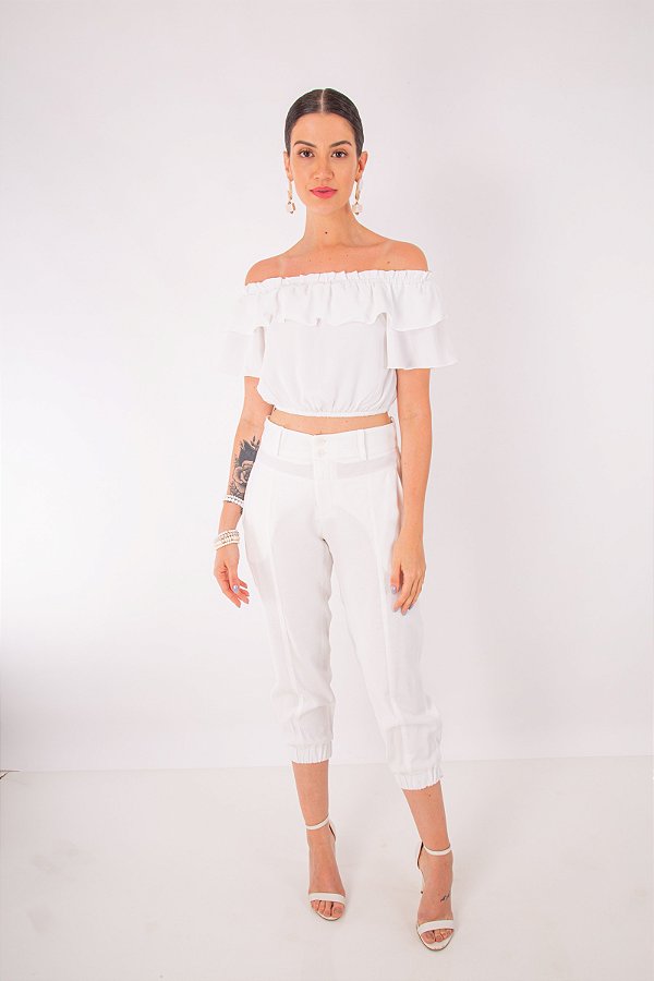 BLUSA JESSICA OMBRO A OMBRO OFF WHITE