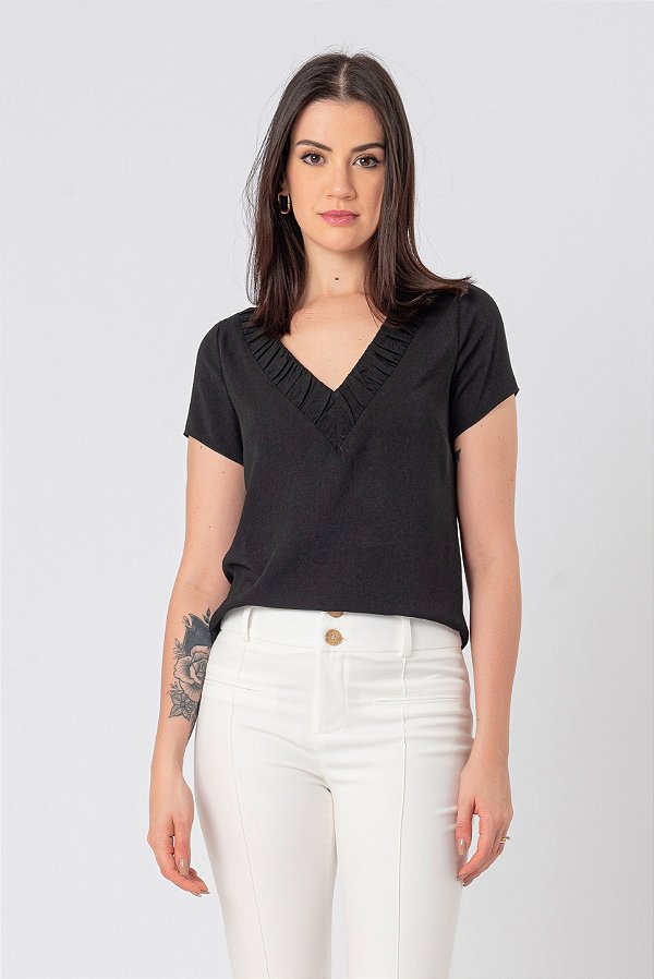 BLUSA DE MANGA CURTA LIZ PRETO