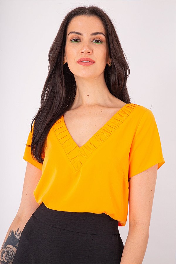 BLUSA DE MANGA CURTA LIZ LARANJA