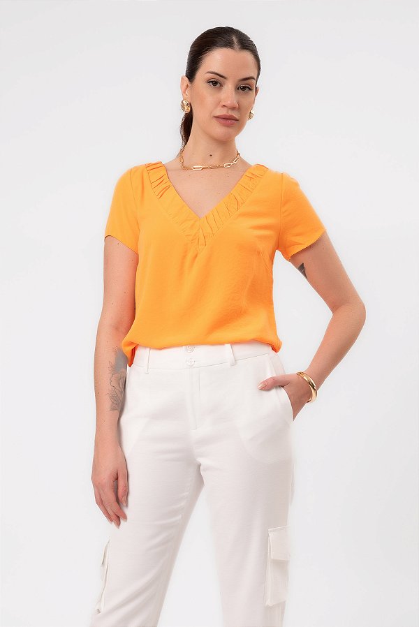 BLUSA DE MANGA CURTA LIZ LARANJA