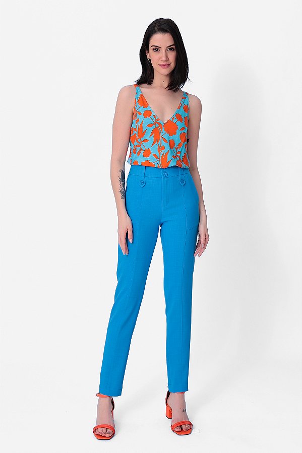 CALÇA CREPE MYKONOS BLUE AGATHA