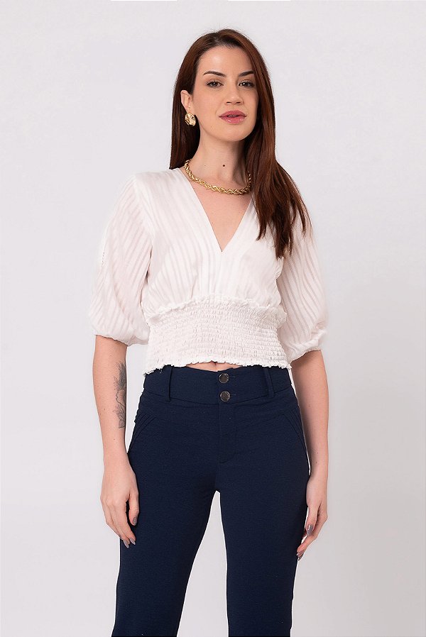 BLUSA LASTEX OFF WHITE MAEDA