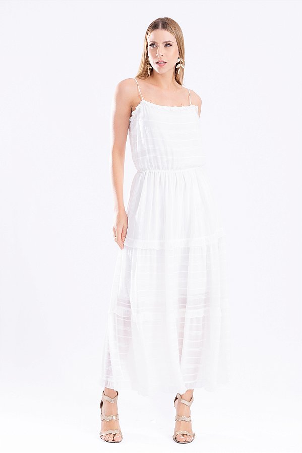 VESTIDO MIDI LONGO ALÇA AYLA OFF WHITE