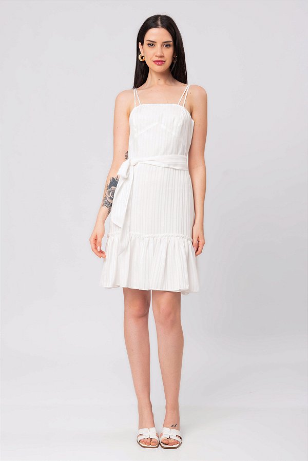 VESTIDO CREPE OFF WHITE MAEDA
