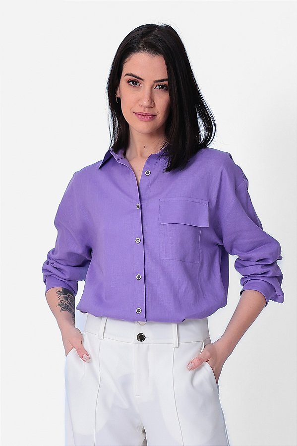 CAMISA FEMININA LAURA DIGITAL LAVANDER