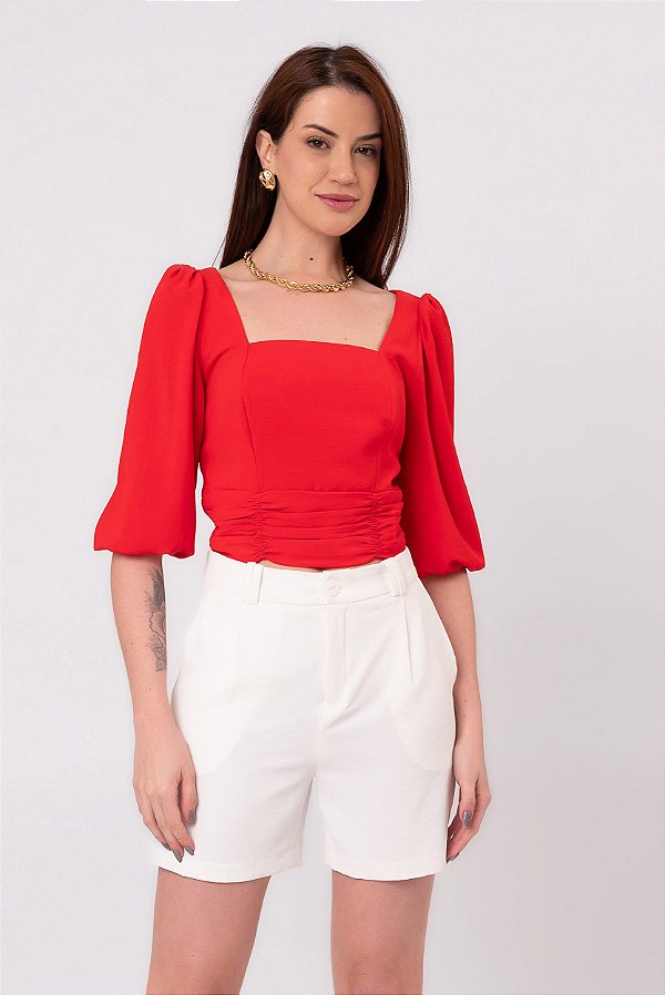 BLUSA DECOTE QUADRADO VERMELHA ISABELLY