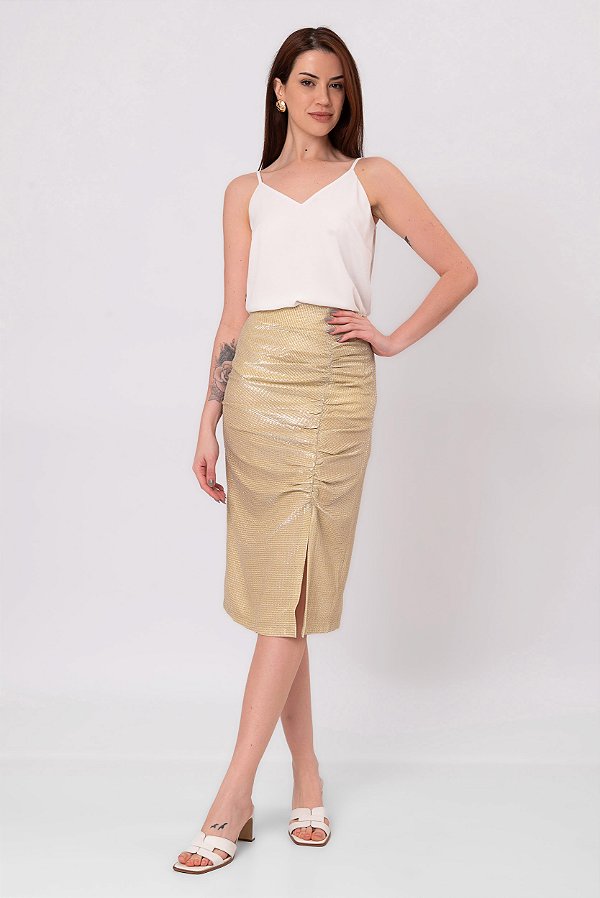 SAIA MIDI BRILHO DOURADO LAVINIA