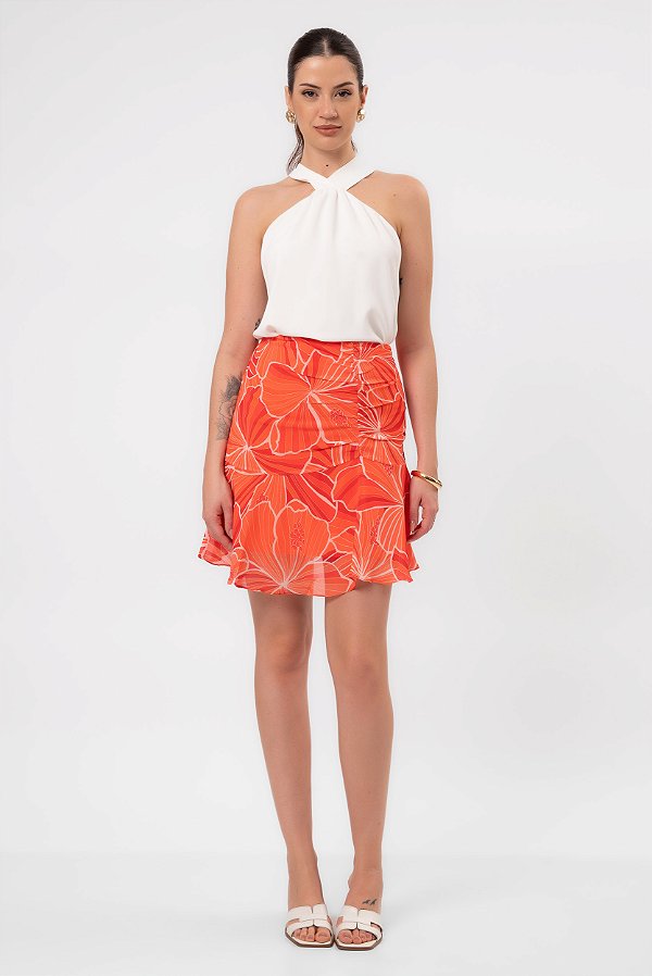 SAIA CURTA CREPE ESTAMPADA BEATRIZ