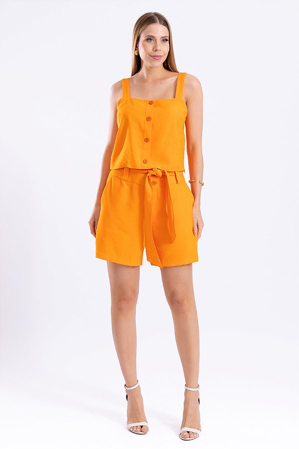 SHORT ALFAIATARIA LARANJA YASMIN