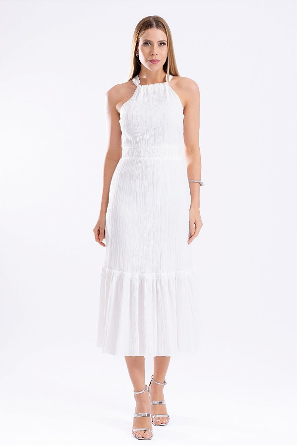 VESTIDO CREPE OFF WHITE DANIELA