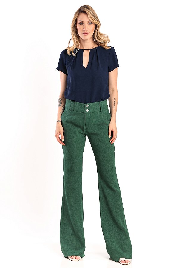 BLUSA CREPE MANGA CURTA AZUL  ALINE