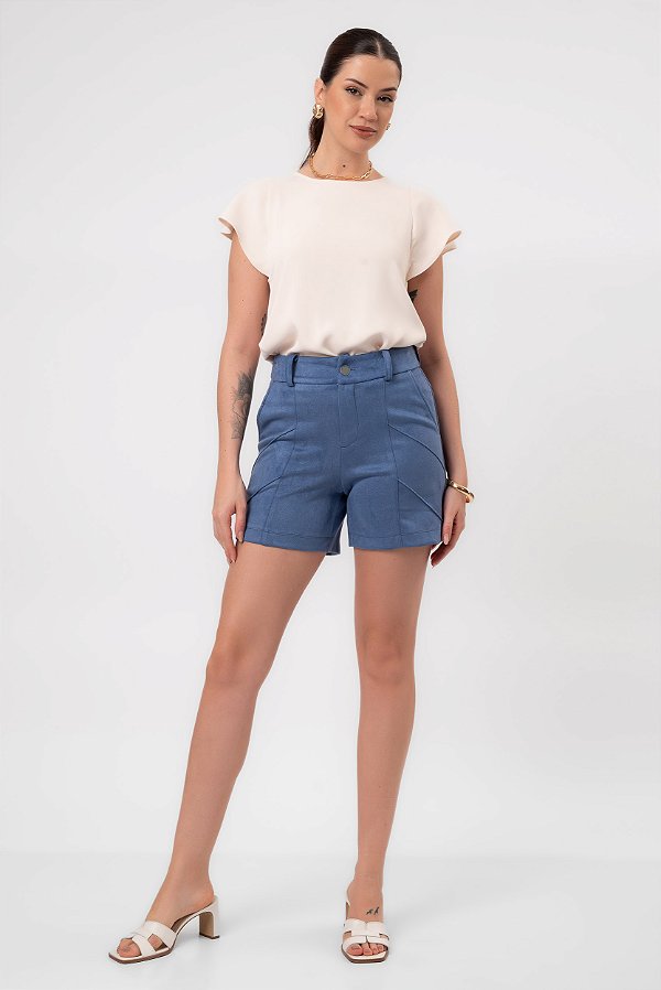 SHORT SUEDE AZUL INDIGO LARISSA