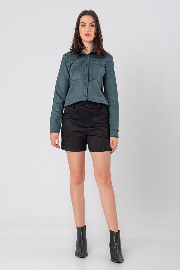 SHORT SUEDE PRETO LARISSA
