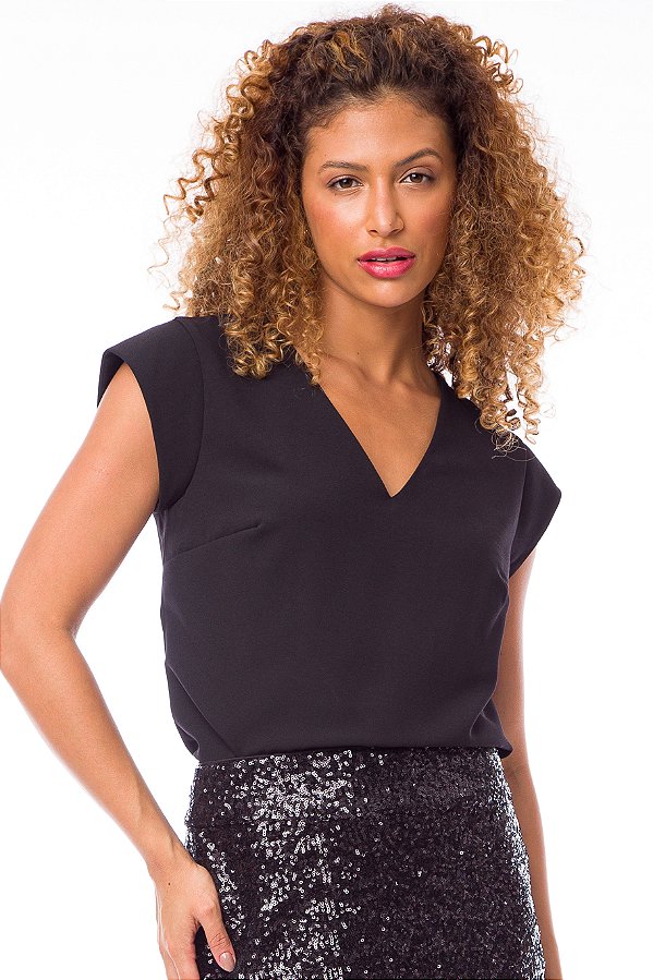 BLUSA CREPE NIGHT PRETA LARA