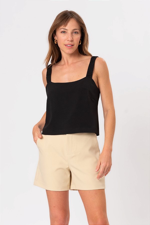 REGATA CREPE ALÇA DETALHE PRETA LARA