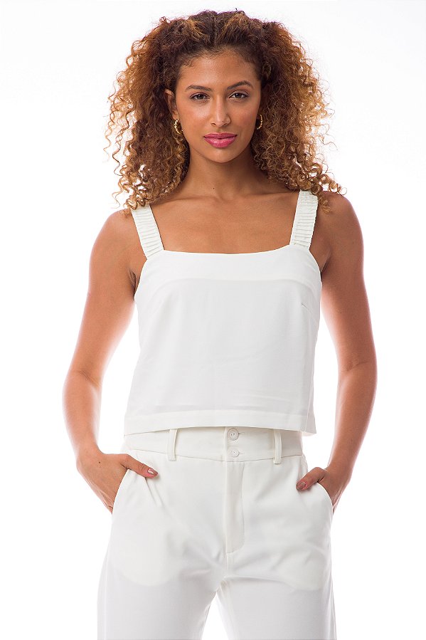 REGATA CREPE ALÇA DETALHE OFF WHITE LARA