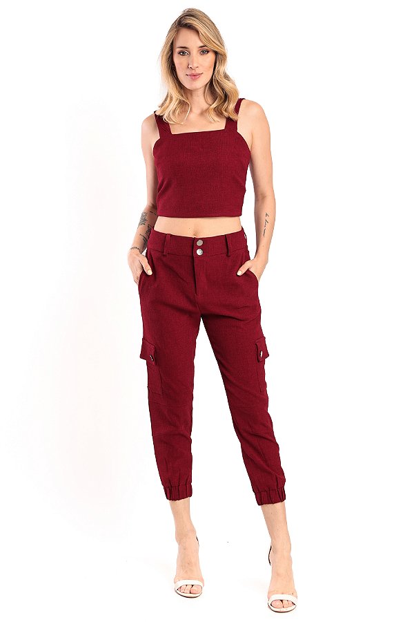 CALÇA JOGGER ELIETE BORDO
