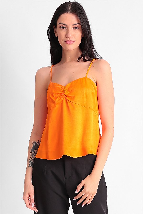 REGATA VISCOSE ACETINADA ORANGE FLAME GIOVANA
