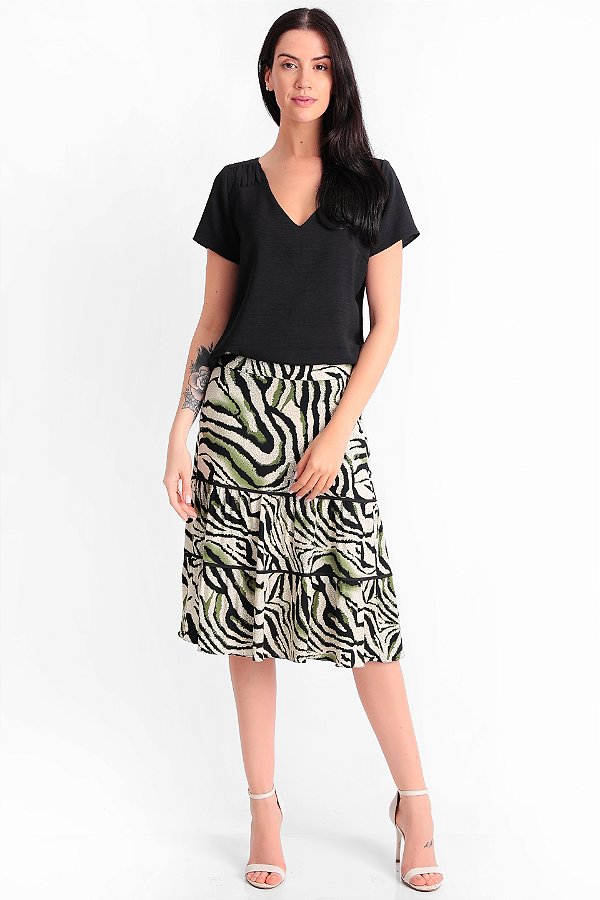 SAIA MIDI ANIMAL PRINT VISCOSE ESTAMPADA