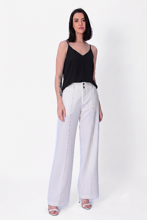 CALÇA CREPE PANTALONA OFF WHITE JAQUELINE