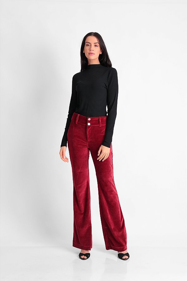 CALÇA FLARE PLUSH BORDO ISIS