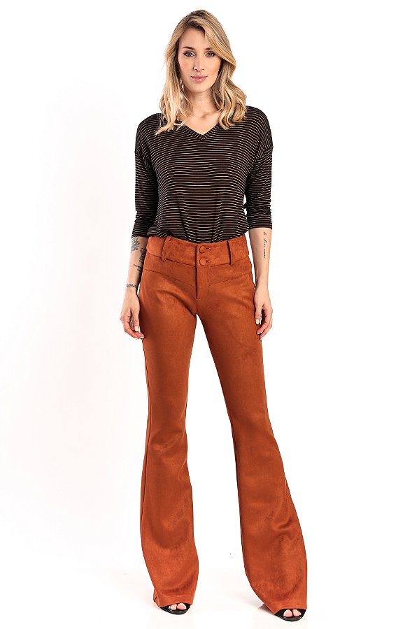CALÇA FLARE SUEDE CARAMELO CRISTIANE
