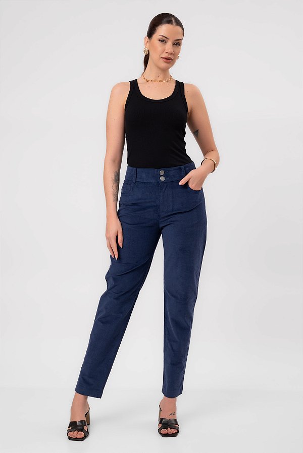 CALÇA SKINNY VELUDO AZUL ARIANA