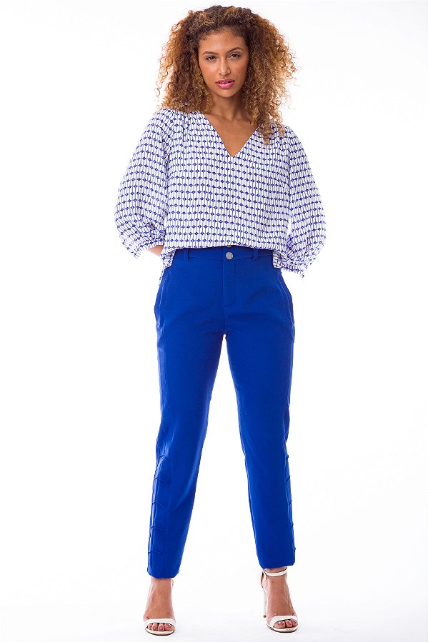 CALÇA SKINNY CREPE AZUL MARIA RITA