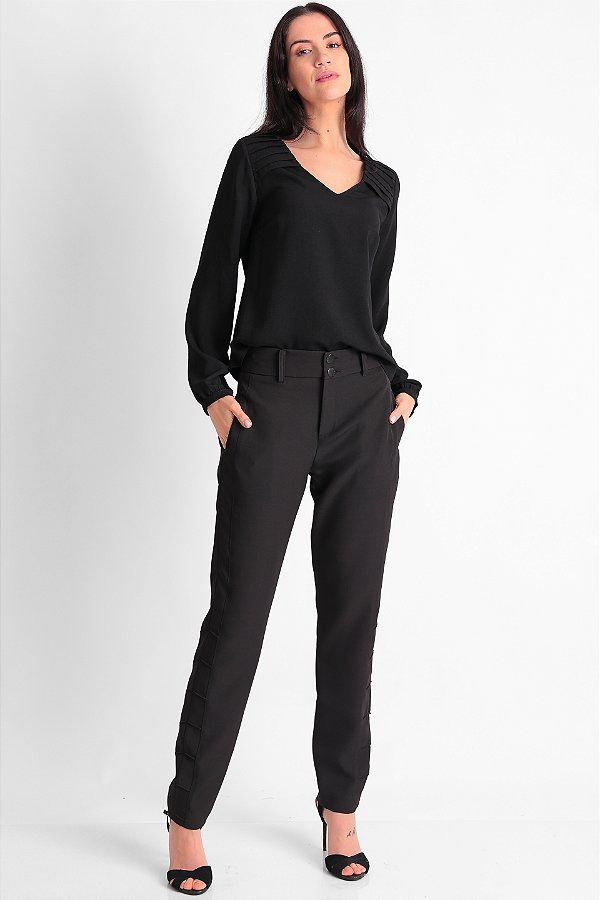 CALÇA SKINNY CREPE PRETO MARIA RITA