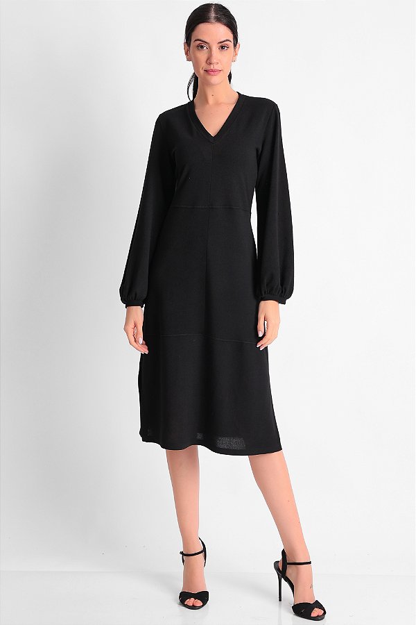 VESTIDO MIDI PRETO EVELYN