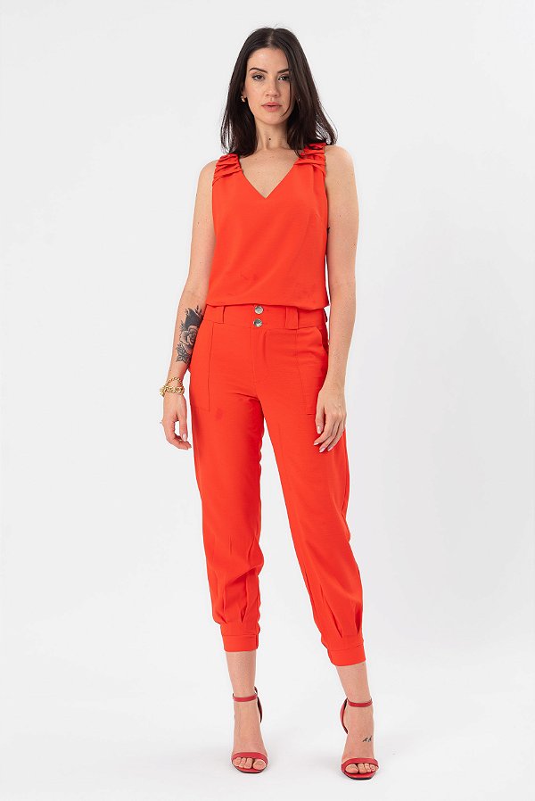 CALÇA CREPE CORAL DOMINIQUE