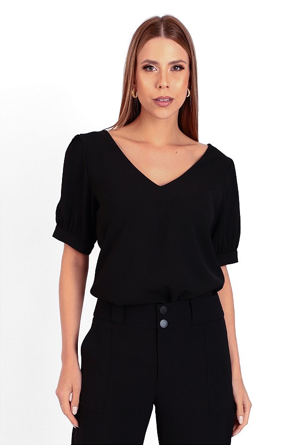 BLUSA CREPE PRETO DOMINIQUE