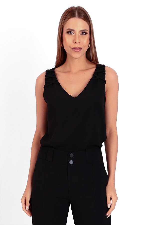 REGATA CREPE PRETO DOMINIQUE