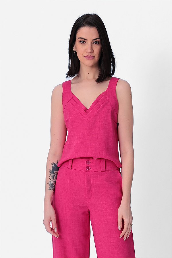 REGATA ALÇA LARGA CREPE LIDIA PINK