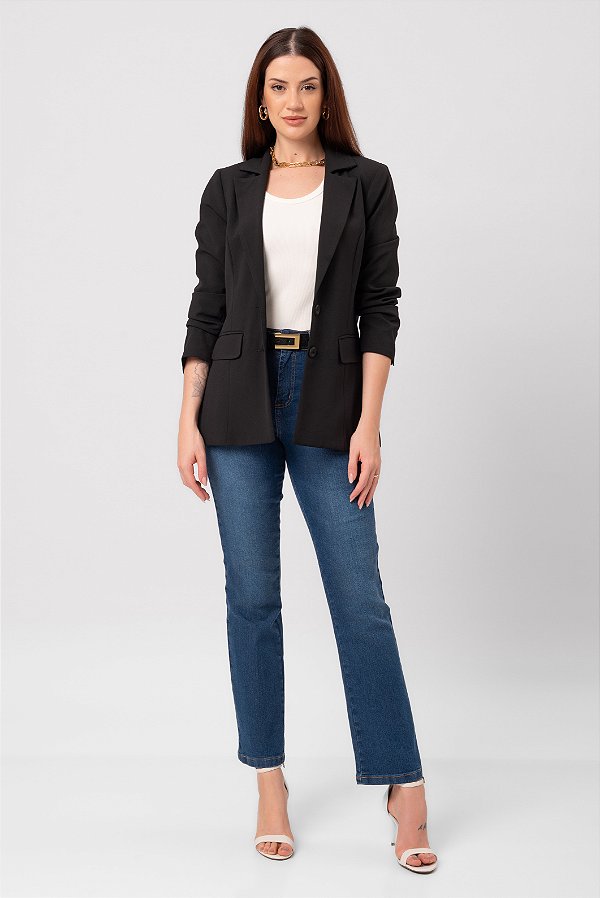 BLAZER CREPE PRETO EDUARDA SLIM