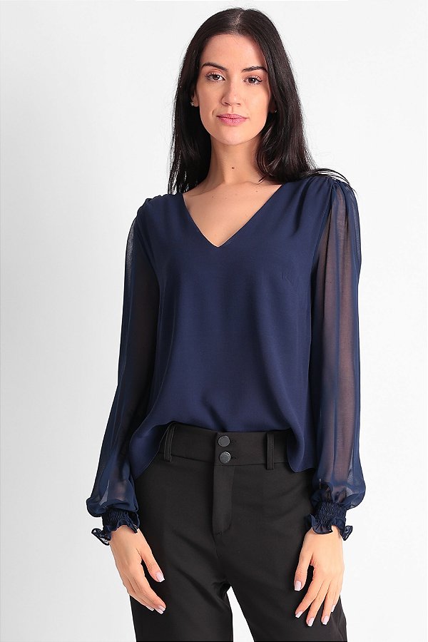 BLUSA MANGA 3/4 AZUL MIAME