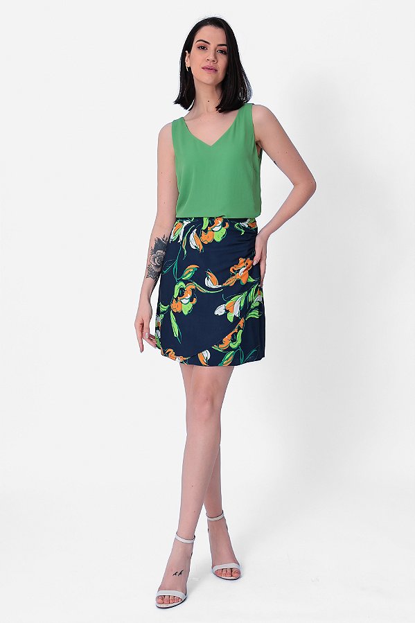 SAIA CURTA VISCOSE COLOR FLOWER