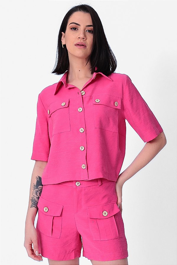 CAMISA MANGA CURTA PAMELA ROSA