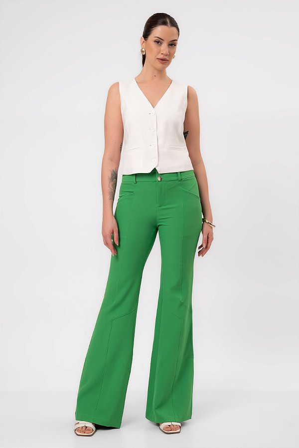 CALÇA FLARE CREPE VERDE ANA VITORIA