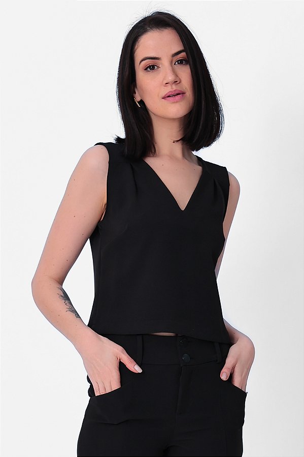 REGATA CREPE PRETA ANA VITORIA