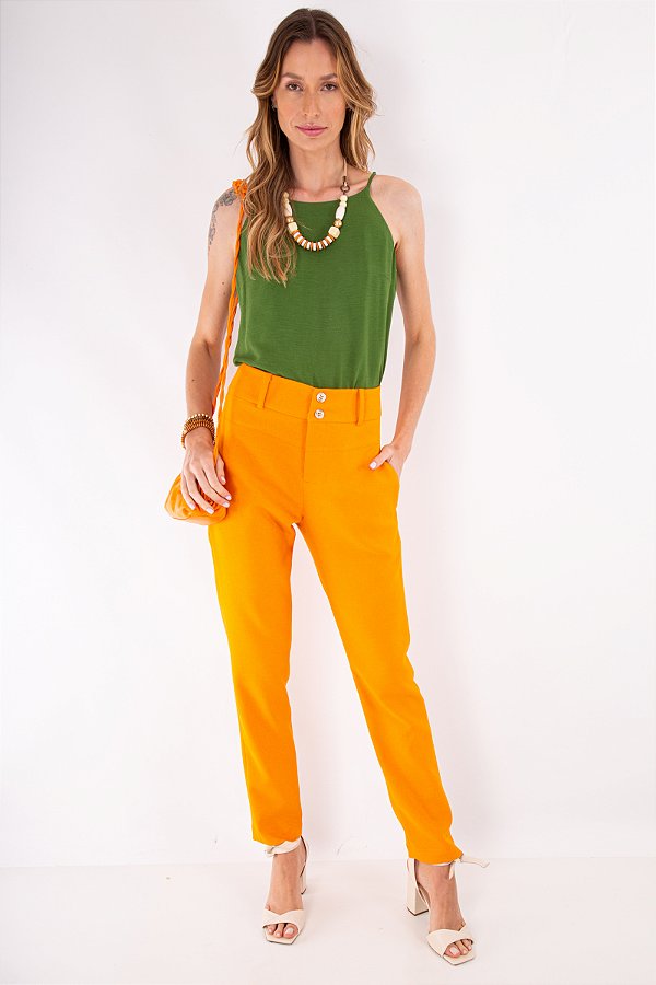 CALÇA LINHO BÁRBARA LARANJA