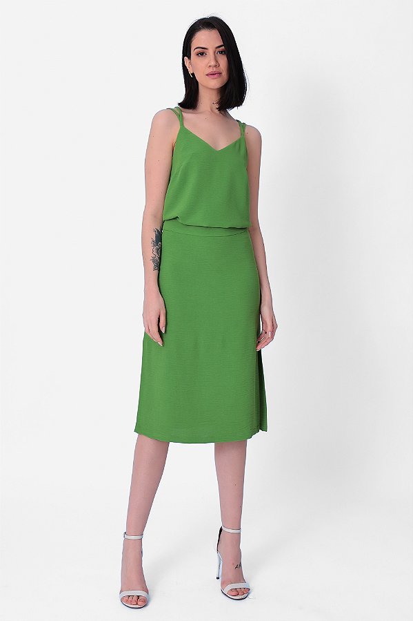 SAIA MIDI CREPE VERDE ANA LIZ