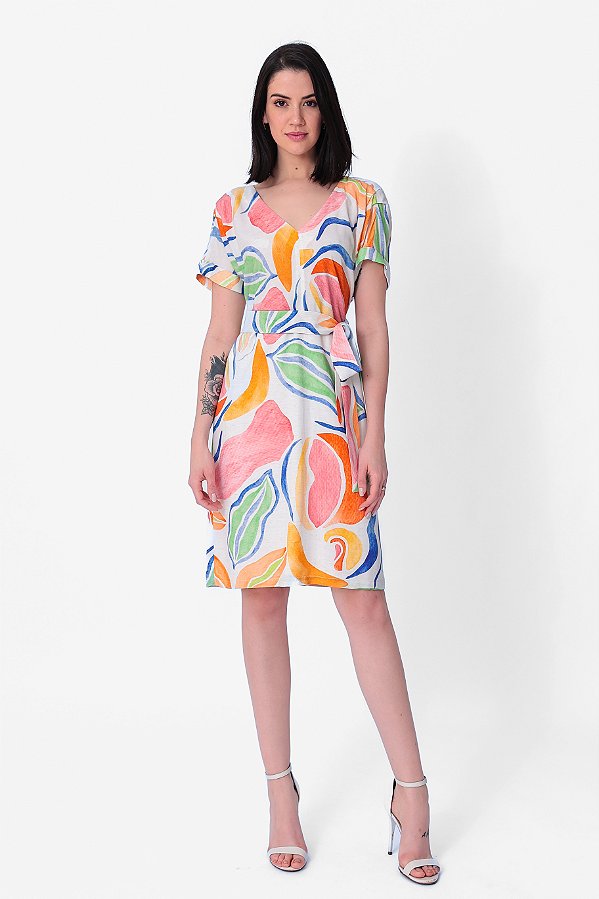 VESTIDO CURTO VISCOSE AQUARELA